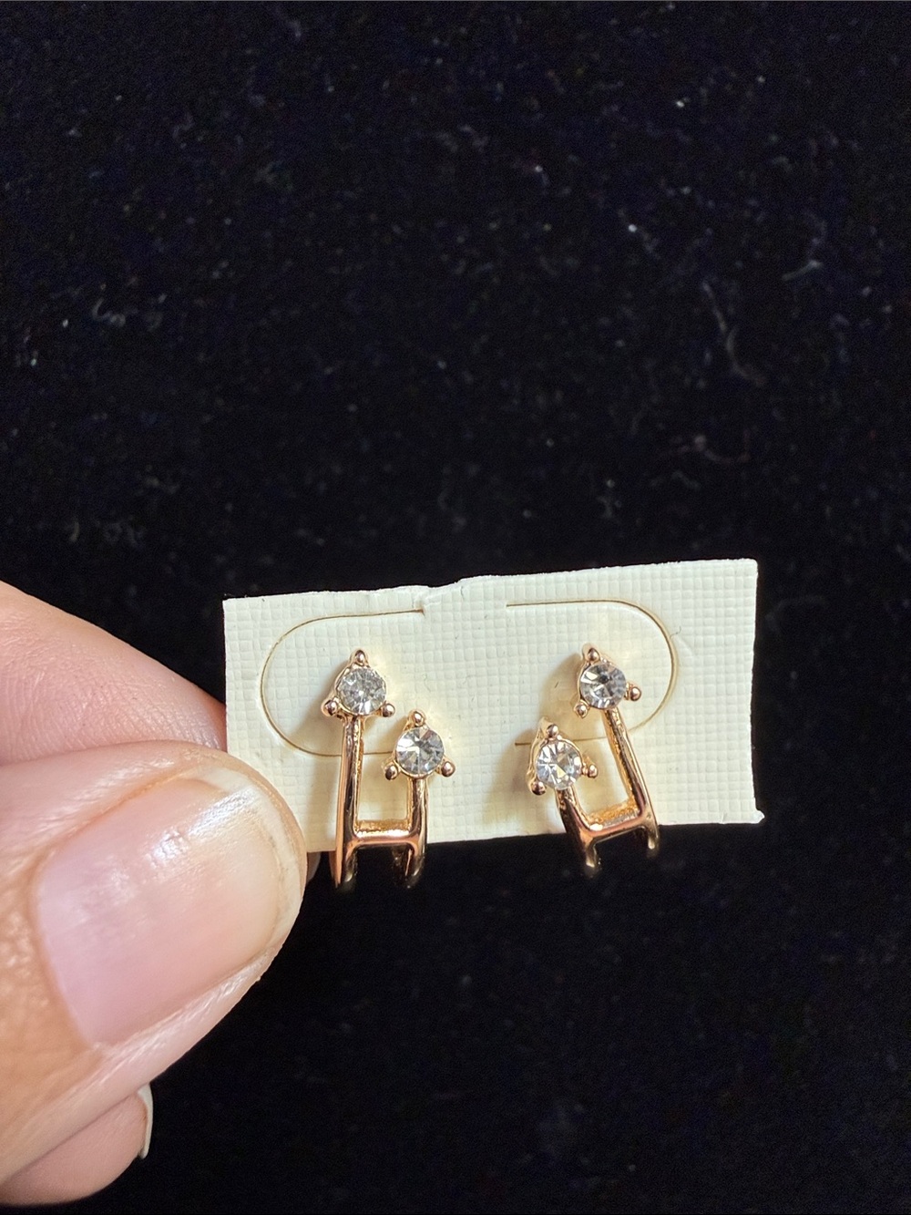 Delicate Rose Gold Double Crystal Stud Earrings